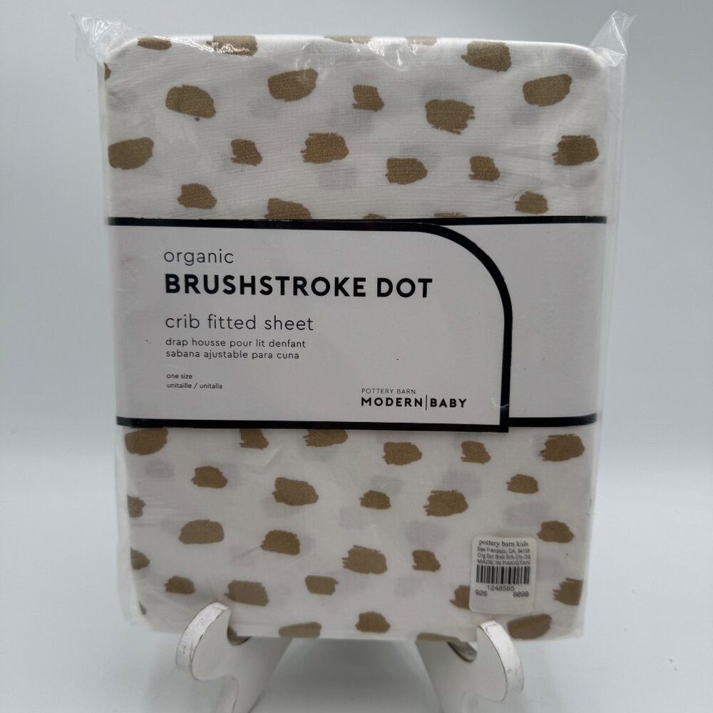 Pottery Barn Kids Organic Cotton crib Sheet Set BRUSHSTOKE DOT new in package